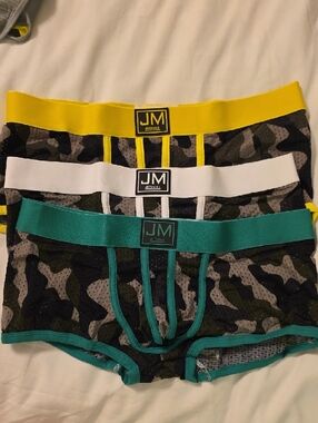 JOCKMAIL Men's 3-Pack Boxer Briefs — Yellow, White, Teal